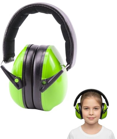 Noise-Cancelling Ear Defenders Green – Adjustable Headband & Cushioned Ear Cups, Lightweight Foldable Hearing Protector, Up to 27 dB Reduction – Comfortable for Kids & Adults, Stylish & Portable