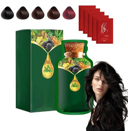 Gentle Plant-Based Quick-Use Hair Dye, Natural Plant Hair-Dye, Pure P-lant Extract for Various Hairs Color Bubble D-ye with 5pcs Hairs Mask, Color Conditioner Shampoo for Men & Women (Black)