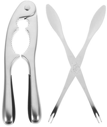 Cabilock Pinzas y Tenedores de Inoxidable Herramientas Ergonómicas para Comer Mariscos Kit Portátil y Antideslizante para Cangrejo y Langosta