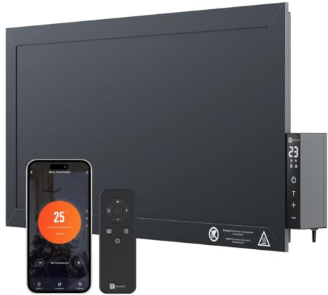 BR Bringer® Infrarot Hochleistungsheizung 1200 W 60 x 30 cm Schwarz | Kompakte Infrarotheizung mit Touch-Thermostat, WLAN und App - leistungsstarke Heizstrahler Alternative für Indoor und Outdoor