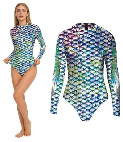 OPEIXSAYKOC Traje de baño de Sirena para Mujer, Disfraz de Sirena para Mujer, Traje de baño de Escamas de pez, Traje de baño con Escamas Brillantes, para Fiestas temáticas de Carnaval