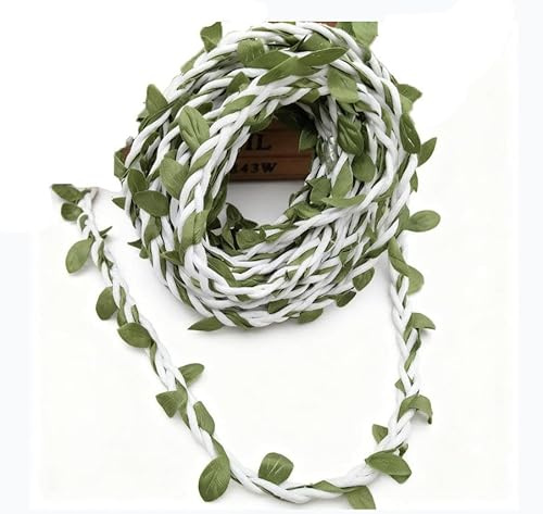 Waltonalice 100 m nastro artificiale a vite edera, ghirlanda decorativa con foglie di eucalipto, nastro decorativo per pareti, matrimoni, fai da te, feste, decorazione per la casa, colore bianco