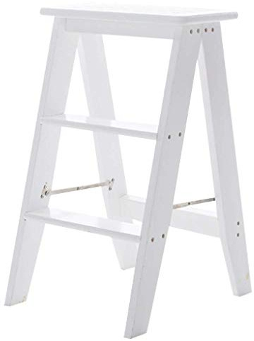 Sgabello pieghevole – Scala in legno a 3 gradini, poggiapiedi multifunzionale per uso domestico, in legno massello, design compatto e portatile per una facile conservazione