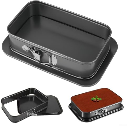 Opatiny Rectangular Cake Pan with Removable Bottom, Carbon Steel Cheesecake Tin for Baking, 33x23x7cm