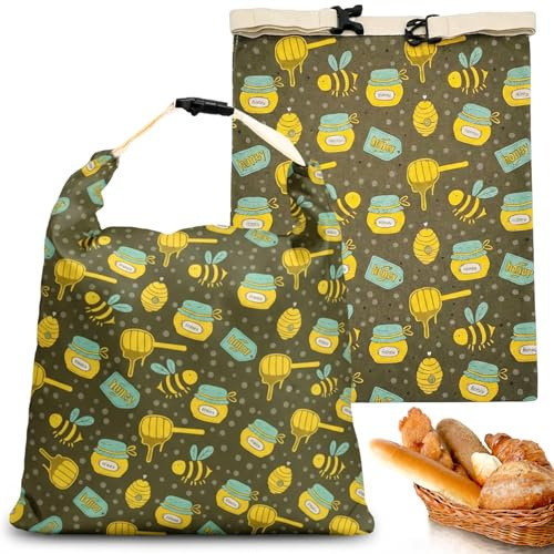 Sacchetti per pane a lievitazione naturale confezione da 2 sacchetti in cera d'api per pane a lievitazione naturale in cotone per uso alimentare riutilizzabili mantengono la freschezza per l