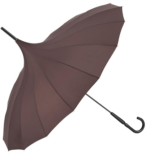 VON LILIENFELD Paraply Bröllop Solskydd Dam Pagoda Charlotte, Brun, 90 cm