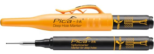 Pica 150/46 Ink I Tieflochmarker schwarz I 1,5mm I permanenter Markierstift ideal für schwer zugängliche Stellen I perfekt für Bohrlöcher I Tiefenmarker wasserfest I für fast alle Oberflächen
