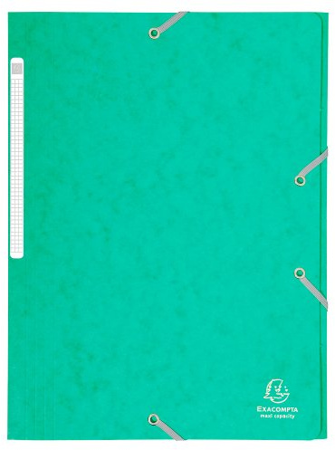 Exacompta 17103H 1 Mappe mit Gummizug Maxi capacity 3 Klappen aus Glanzkarton Maße 24 x 32 cm für Dokumente im Format A4 Farbe Grün