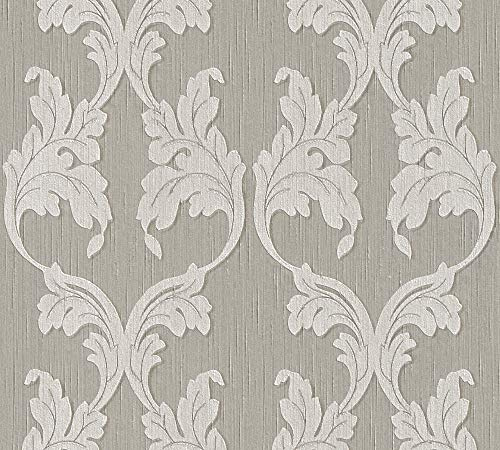 A.S. Création Architects Paper Textiltapete Tessuto Tapete mit Ornamenten barock 10,05 m x 0,53 m beige grau Made in Germany 956286 95628-6
