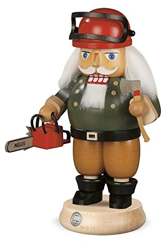 Rudolphs Schatzkiste Nutcracker Nussknacker Waldarbeiter mit Motorsäge (BxH):14x23cm NEU Weihnachten Seiffen Nutcracker Nüsse Erzgebirge Winter Dekoration Holzkunst Holz Weihnachtsmann Christmas
