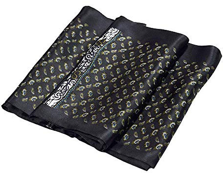 UK_Stone Klassisch Seidenschal Paisley Blumen Doppelschicht Halstuch Herren Schal Schwarz