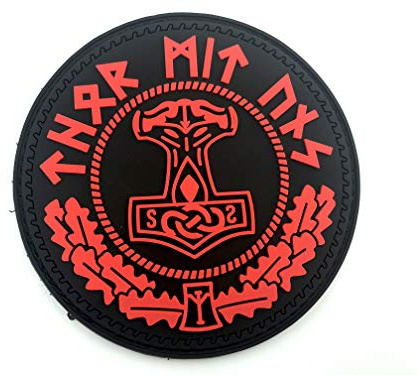 Thor's Hammer Mjolnir Wikinger Viking Rot PVC Airsoft Paintball Klett Emblem Abzeichen Patch
