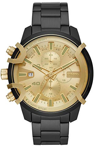 Diesel Men's Griffed Chronograph, schwarz-tönige Edelstahluhr, DZ4525