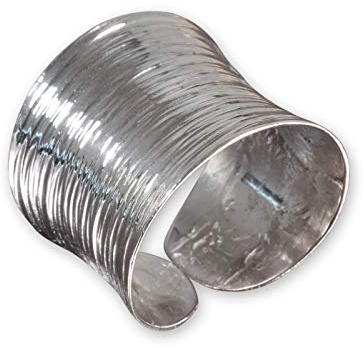 Fly Style Breiter Silberring Damen - Ring Silber 925 Damen offen verstellbar, Statement Ring