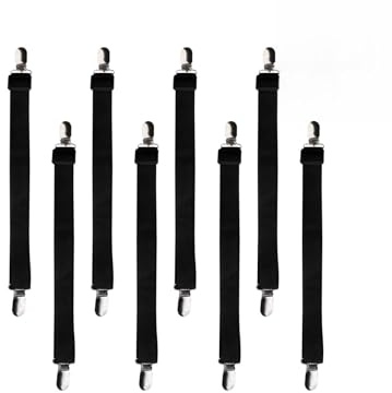 Beedsooth 8 Stück Bettlakenspanner verstellbar(60-200cm),Schwarz | Elastische betttuchspanner,Spanner für Bettlaken,Laken,spanner mit Metallklammern für Bettlaken,Bügelbrett,Matratze oder Sofa
