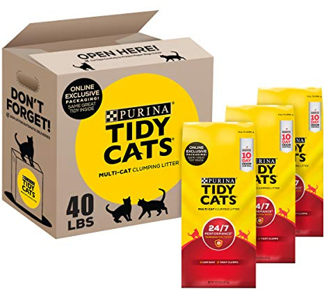 Purina Tidy Cats Clumping Cat Litter, 24/7 Performance, Clay Cat Litter, Recyclable Box - (Pack of 3) 13.33 lb. Bags