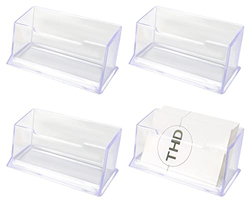 Anruyi 4 Stück Klarer Visitenkartenhalter Visitenkarten Aufsteller Visitenkartenständer Klarer Acryl Visitenkartenhalter Einzelkarten Visitenkarten Aufsteller für Geschäftsleute und Büro