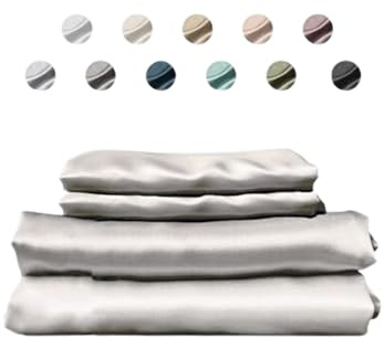 Colorado Home Co SUNDAYSILKS | 100% Mulberry Silk Bed Sheets | King Size | 4PC Set | Soft & Durable | Grade 6A Organic Real Silk | Off White
