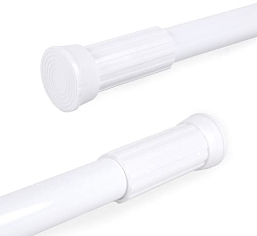 MERCURY TEXTIL- Barra de Aluminio Ajustable y Extensible para Cortinas de ducha, Armarios y Cocina sin taladro ni tornillos de fácil montaje. Barra de tensión telescópica. (Blanco 70-120)
