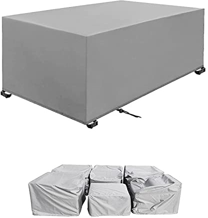 Gartenmöbel Abdeckung 140x80x70cm Silber grau Rechteckig Gartenmöbel Schwerlast 420D Oxford Schutzhülle Schnallen und Spannkordel für alle Jahreszeiten Wasserdicht nti-UV Schutzhülle