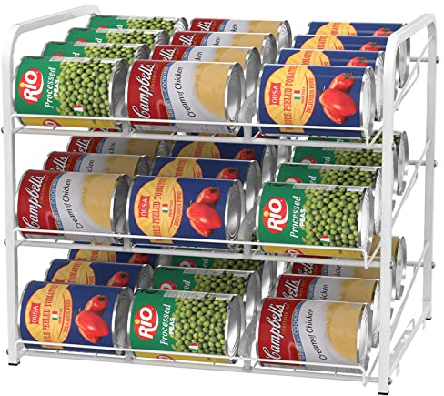 Dosenregal Organizer für Pantry 3 Etagen stapelbarer Dosenspender Dose Rack Organizer halten bis zu 36 Dosen für Getränke Dosen Bier Küche Lagerung Küchenschrank für Lebensmittelaufbewahrung, Weiß