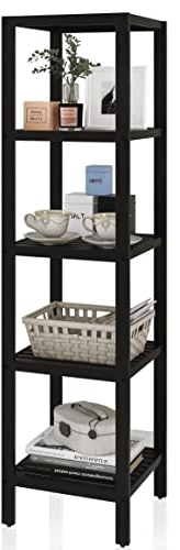 SMIBUY Badezimmer-Aufbewahrungsregal, 5 Ebenen, Bambusregal, Organizer, multifunktionales Regal für Wohnzimmer, Schlafzimmer, Küche (Schwarz)