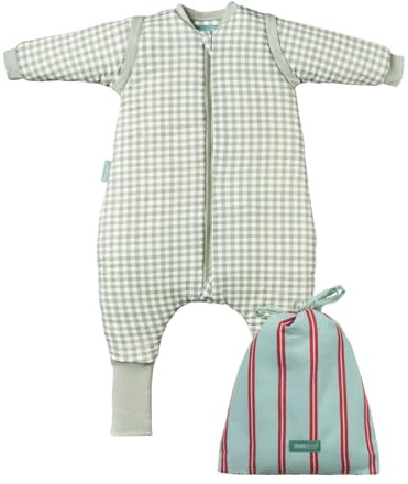 molis&co. Baby-Schlafsack mit Füßen, abnehmbare Ärmel und Socken. 2.5 TOG. Ideal für die Übergangszeit und den Winter. 100% Baumwolle (Oeko-TEX 100). (Mint Tea, 70 cm (1 Jahr))