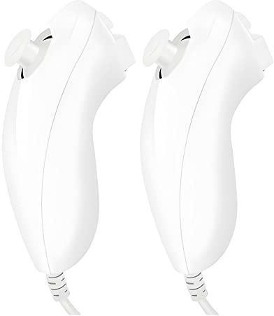 Sporgo 2 Pack Nunchuk Controller für Wii: Wii U Video Gamepa, Rechter Nunchaku Controller mit Motion Plus, Ersatz Nunchuck Controller sind Perfekt Kompatibel mit Wii und Wii U Konsole