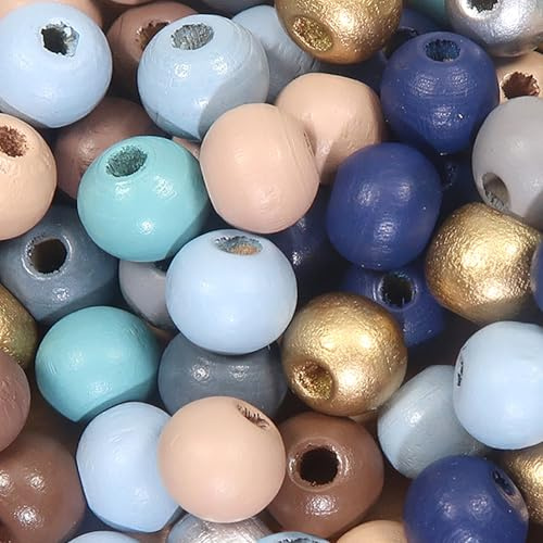 TOAOB 100 Pezzi Perline in Legno Colorate Naturale 16mm con Grande Foro Palline Legna per per Braccialetti Collane Lavoretti Fai da Te Decorazioni