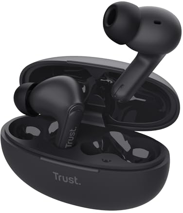 Trust Yavi Auricolari Bluetooth In Ear con Microfono Dual ENC Cancellazione Rumore, 23 Ore di Batteria, 85% Plastica Riciclata, Cuffie Wireless Bluetooth Buds senza Fili Android iPhone - Nero