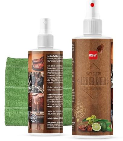 iXtral® Leder Gold - EASY CLEAN Luxus Lederpflege Spray zur Reinigung und Pflege von Leder, Kunstleder, Kunststoffen mit Jojobaöl, Lemonöl, Wachs