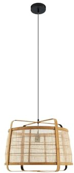 Lindby lámpara colgante en madera, luminaria suspendida | e27, rústico, casa de campo, de bambú para sala de estar, salón, comedor