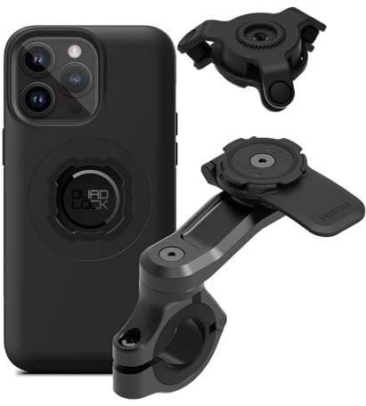 Quad Lock Telefonfäste för Motorcykelstyre PRO med Vibrationsdämpare och MAG-fodral för iPhone 14 Pro Max