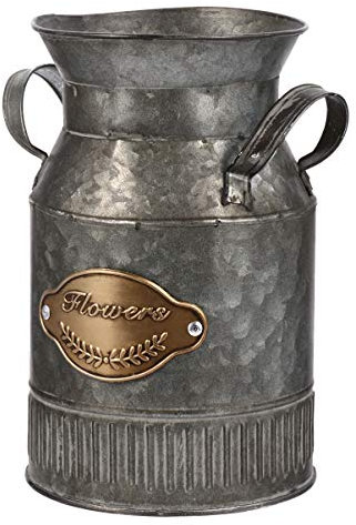 YXUANYZNB Metal Flower Vase Retro Pitcher Vase Rustic Milk Churn Shabby Vase Desktop Flower Arrangement Artificial Flowers Dried Branches Vase Garden Country House Farmhouse Decoration