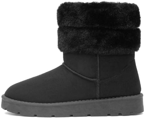 Lilley Mae Womens Black Faux Fur Ankle Boot - Size 6 UK - Black