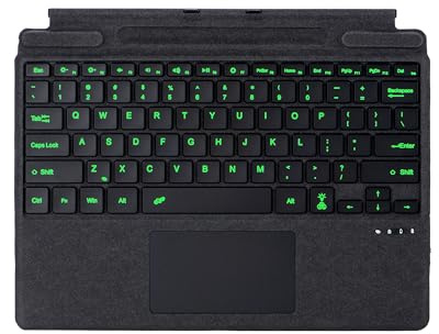 Funda tipo cubierta para Microsoft Surface Pro 8 Pro 9 Pro 10/Pro X Pro 11 Generación, teclado inalámbrico delgado portátil con teclado táctil para tablet (negro, retroiluminado)