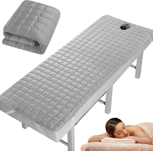 Massagebett grau weiche, waschbare zwei Anti-Rutsch-Massage-Tischblätter mit Gesichtsöffnung Polyesterfaser-Massage-Tischpolster für Massage, Spa, Salon (Bett nicht inbegriffen)