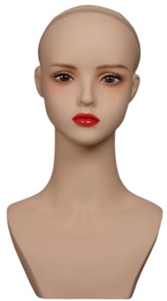 Tête de Mannequin Chauve pour Femme, Perruque Tête Mannequin avec Support de Présentation de Perruque de Mannequin de Maquillage pour Lunettes, Casquette, Chapeau, Afficher Des Perruques