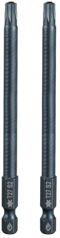 QUARKZMAN 2pz Punte Cacciavite Torx T27 1/4 Esagonale 4 Lunghezza Acciaio S2 Magnetica 6 Punti Punte Cacciavite Industriale di Sicurezza a Stella con Testa Forata Torx