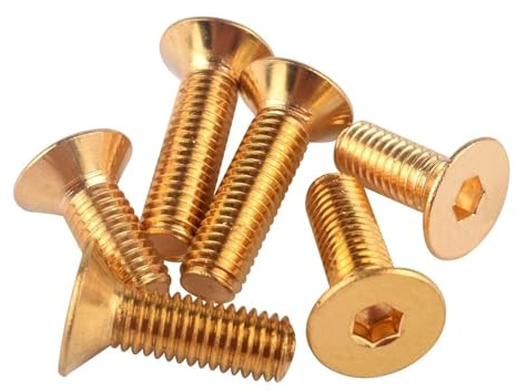 KSeSii 2–20 Stück M2 M2.5 M3 M4 M5 M6 M8 reines Messing, Flache Sechskant-Innensechskant-Senkkopfschrauben(20mm,M5 10pcs)