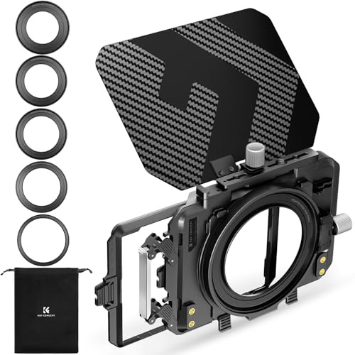 K&F Concept Matte Box Lite mit Kohlefaser Top Flag für DSLR & Spiegellose Kameras, Kompatibel mit 67mm/72mm/77mm/82mm/95mm Objektiven