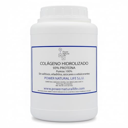 Colágeno Hidrolizado Puro en Polvo 500 g Power Natural Life | 93% Proteína de Alta Asimilación | Sin Sabor, Sin Aditivos Sin Azúcares