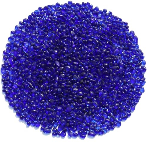 QYGL Sea Glass Stones - Cobalt Blue Clear Glass Pebbles Gemstones - Perfect for Aquarium Rocks, Fish Tank Gravel, Vase Fillers, DIY Crafts, and Home Decor (0.9LB/14oz)