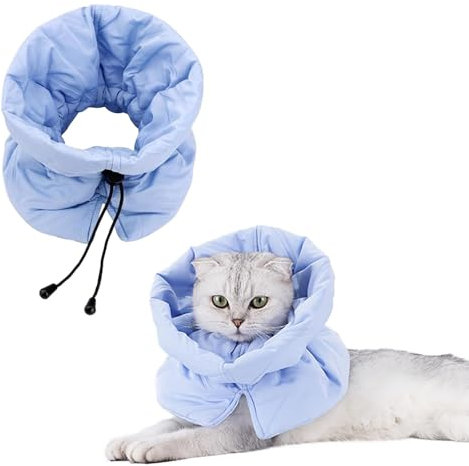 Halskrause Katze, Einstellbar Halskrause Hund, Weiche Katzenkragen Katzen Kragen, Cat Recovery Hundekragen, Leckschutz Halskrausen für Katzen, Kragen für Katze (Hellblau, M)