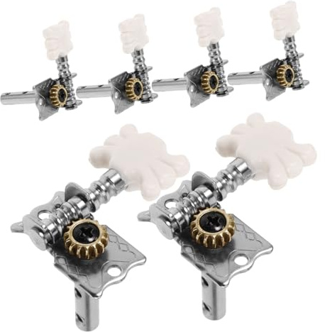 6 Gitarrenstimmwirbel Stück für Akustikgitarre und Ukulele | Metall, Silber und Weiß, Flower Head Form, Präzises Stimmen, Einfache Anpassung für Anfänger und Profis