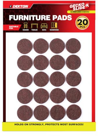 Dekton Geckoslide 20pc Furniture Pads 20mm -Non-Slip Protective Pads| Prevents Scratches, Noise| Ideal for Furniture Legs & Floors| Self-Adhesive| Protects All Surfaces| Perfect for Home & Office Use