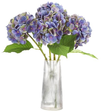 sourcing map 4pcs Artificial Hydrangea Flowers 18.5 Latex Real Touch Faux Hydrangea Flower Bouquets Large Lifelike for Home Kitchen Party Wedding Decor, Purple