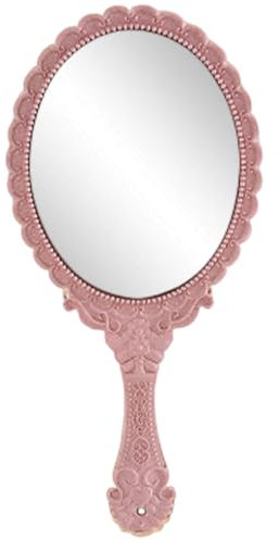 Handheld Mirror, 9.8x4.5 Inch Oval Shape Vintage Hand Mirror with Embossed Decorative Handle and Hanging Hole for Girls and Ladies Vintage Hand