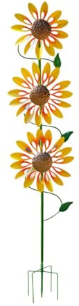 Fenteer Sonnenblumen-Windspiel, warme -Dekoration, kreative künstlerische Metall-Gartenskulptur für Garage, Garten, Hinterhof-Dekoration