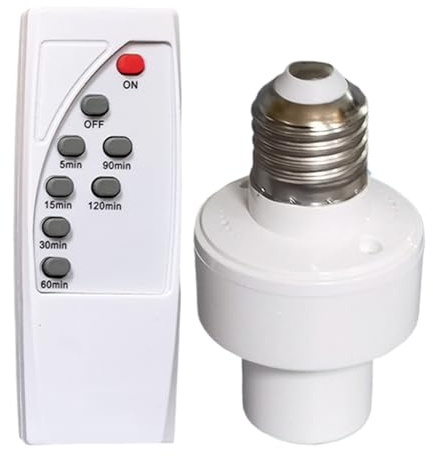 Schema di luce del telecomando, porta base della lampadina E27, adattatore di lampada wireless, funzione di distribuzione abilitata, design a efficienza energetica, finitura bianca, unità singola per